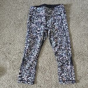 lululemon athletica Black and White Floral Leggings